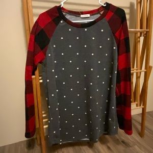 Viamor Plaid Shirt with Dots L